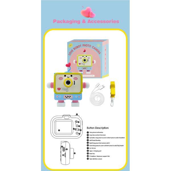 2inch Waterproof Digital Kids Camera Toys Video Camcorder For 3-12 Year Old Tweens