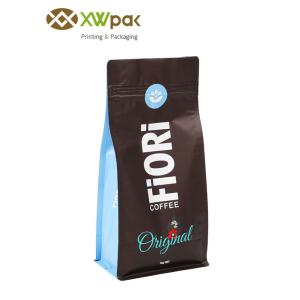 Customized Printed Flat Bottom Coffee Beans Packaging With Zipper