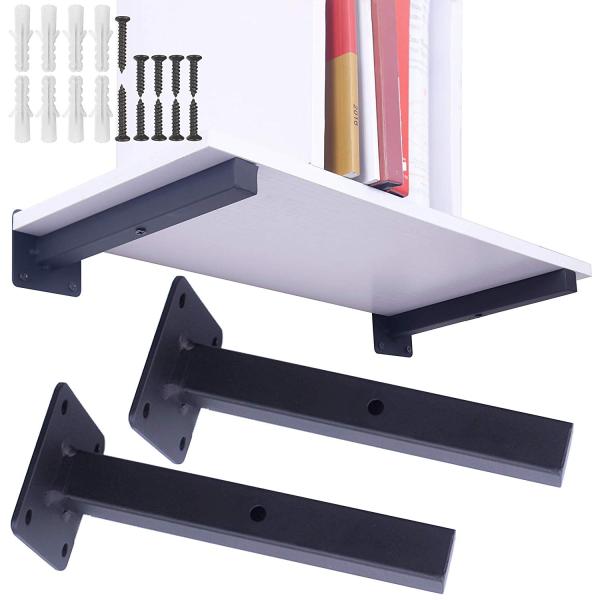 Wall Mounted Industrial Metal Shelf Supports Square Pipe Floating Shelf Brackets