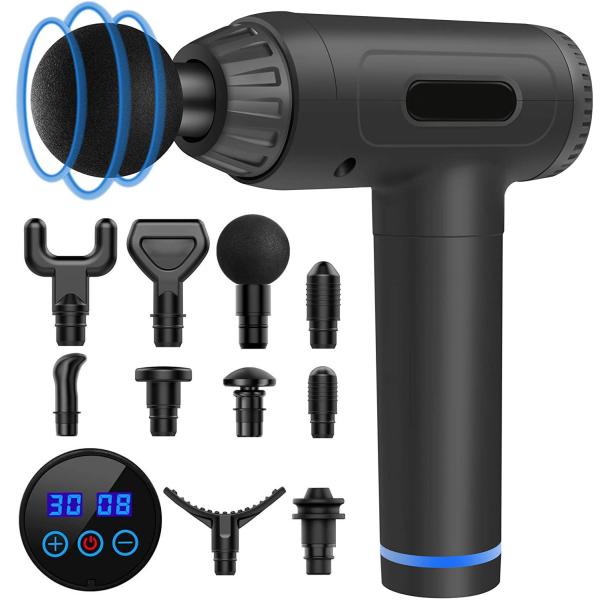 Rechargeable Hand Held Deep Tissue Massager Handheld Gun 30 Speeds 3200rpm