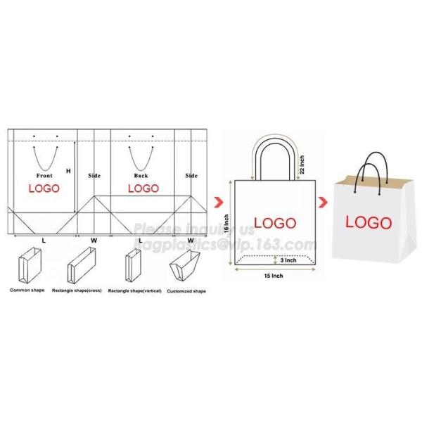 Gold foil stamp matt laminated black handle rope hair extension packaging bag red paper bag,Handle Brown Kraft Gift Pape