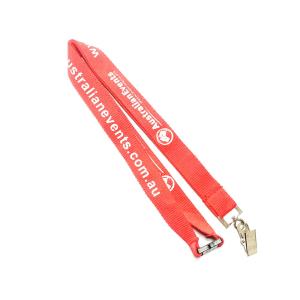 Customized Polyester Id Card Lanyards With Bulldog Clips / Plastic Buckles