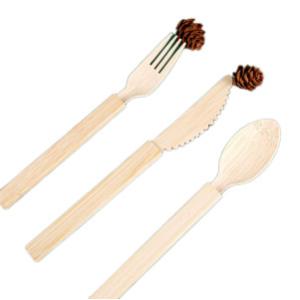 17cm Eco Friendly Disposable Bamboo Cutlery Biodegradable Wooden Picnic Forks