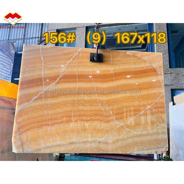 Thickness Tolerance /- 1mm Antique Book Match Yellow Onyx Marble for Lavabo Component