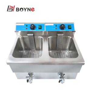 China 220V Commercial Kitchen Cooking Equipment Deep Fryer Double Tank on sale