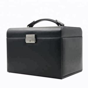 Black Luxury Jewelry Box With Lock Portable Multifunction Easy To Carry