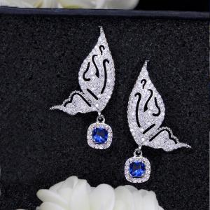 Fashion Women's Butterfly Earrings with Shiny CZ Stone Aesthetic Female