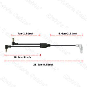 Alvin's Cables Rotatable 2 Pin Male To Dual Right Angle DC Male Power Cable For