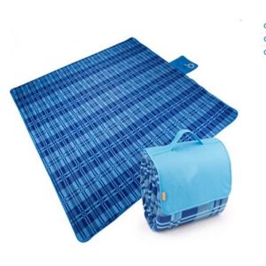 Folding Beach Blanket Large Waterproof Picnic Rug with Stripes Printed