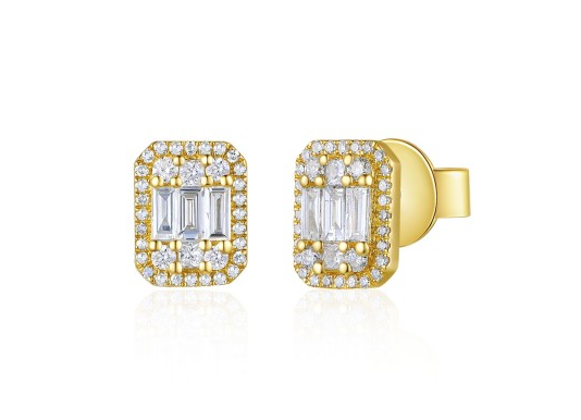 Trendy 925 Sterling Silver Earrings with Asymmetric Gold Plated Star and Moon for Ladies