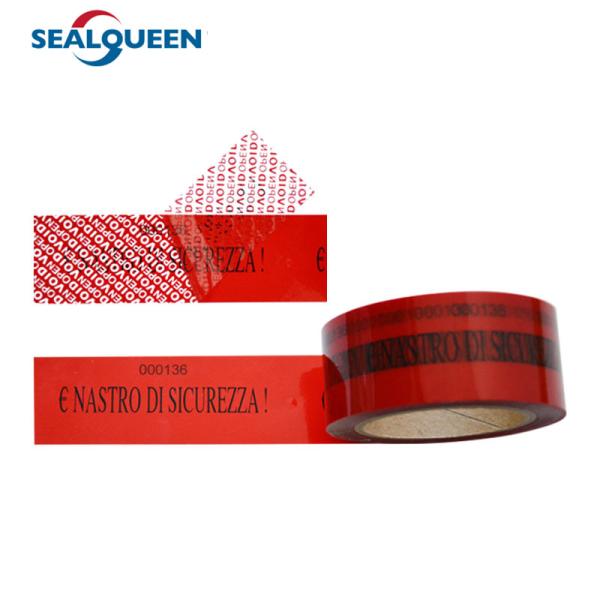 Buy Self Adhesive Tamper Proof Carton Box Sealing Tamper Evident Security Tape at wholesale prices