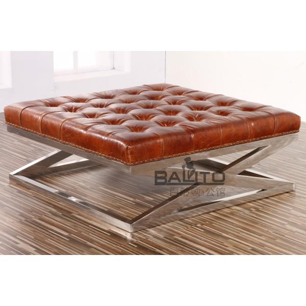Buy classical old style antique square leather ottoman at wholesale prices