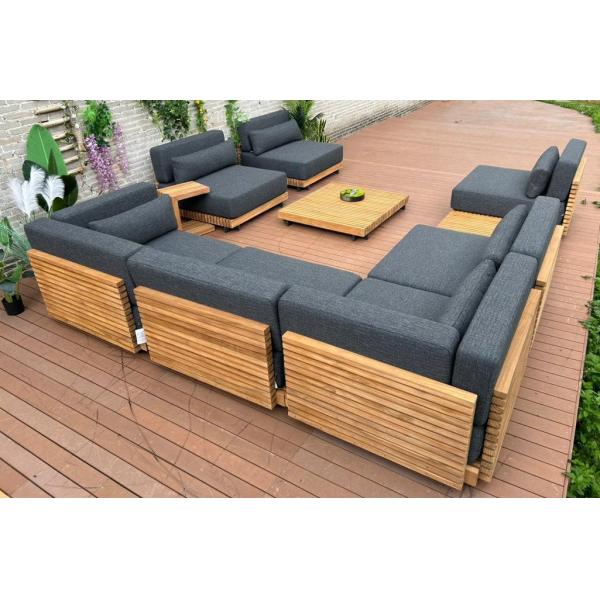 7 Seater Luxury Teak Wood Outdoor Patio Sofa Set Armless Sofa Size W99 x D104 x H56cm