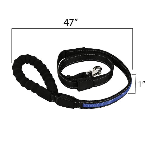 Nylon Rechargeable LED Light Up Dog Leash 47.2 - 59 Inches With Micro USB Cable