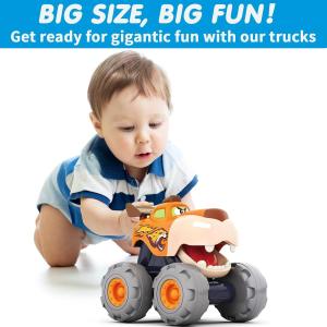 No Battery 3 Pack Friction Powered Pull Back Toy Cars Set for 1 2 3 Year Old