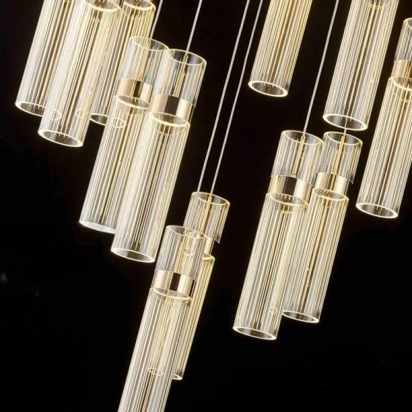 Duplex Long Chandelier Staircase Fashion Light Luxury Simple Postmodern Creative Rotating Loft Art Hollow Living Room Light