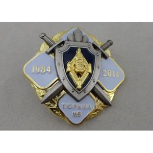 Zinc Alloy Police Souvenir Badges With Soft Enamel 3D Design With Gold Plating
