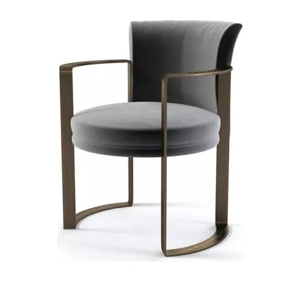 Minimalist Modern Armrest Velvet Leather Metal Dining Chair 65*58*80 cm Customized