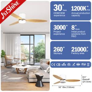 1stshine 52 Inches LED Ceiling Fan with Light and Remote Control Home Office