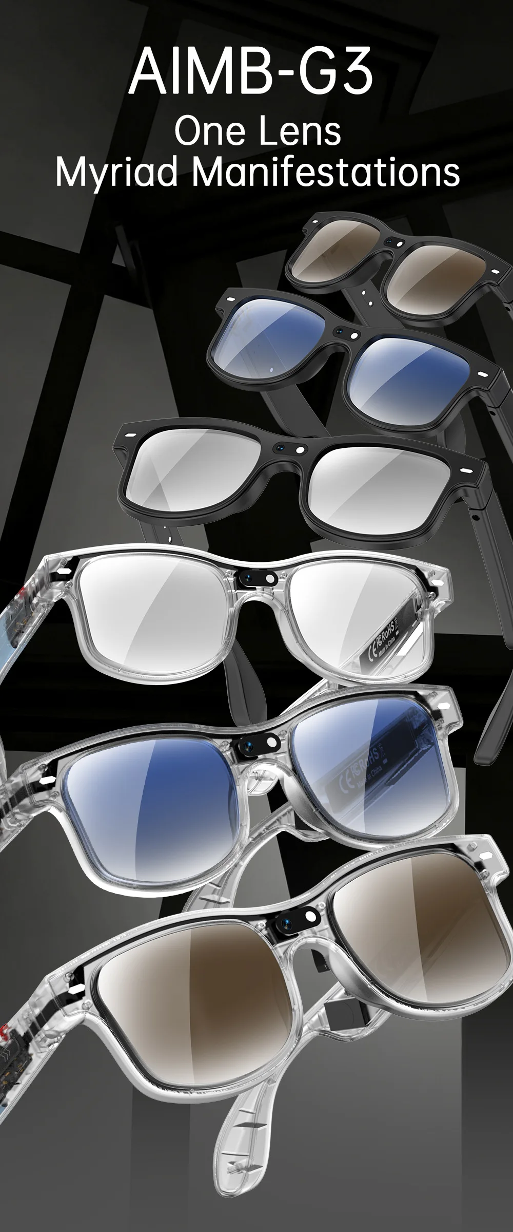 G3 AI Smart Glass With 8MP HD Camera Microphone Speakers