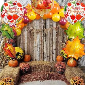 Autumn Harvest Fall Maple Leaves Balloons Turkey Thanksgiving Party Balloon