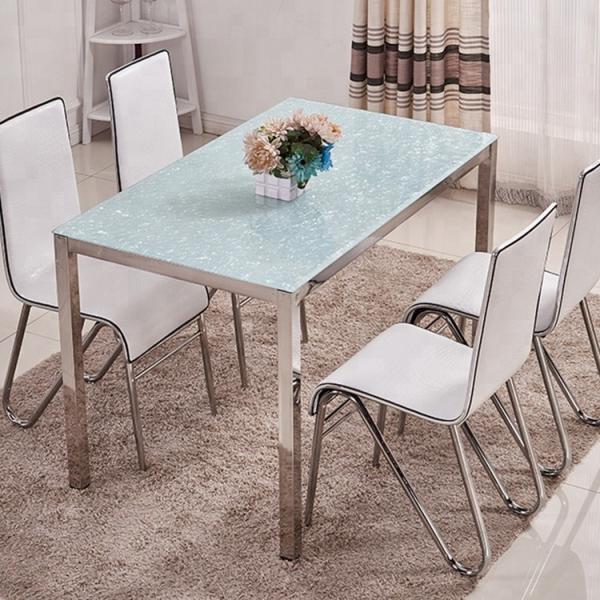 Buy Toughened Glass Top Dining Room Table For Home / Restaurant Decoration blue color at wholesale prices