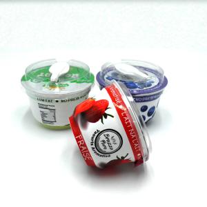 Red 200ml Polystyrene Yoghurt Pots Cups With Aluminium Foil Lid