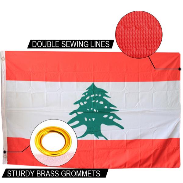 Buy Republic of Lebanon Flag 90x150cm knitted polyester single reverse indoor outdoor national banner canvas header with grommets at wholesale prices