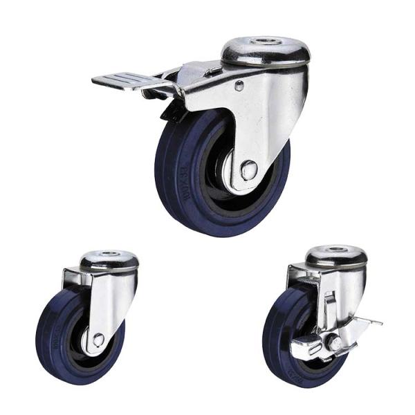 90kg Loading 125mm Rubber Swivel Caster Wheels For Warehouse Trolleys