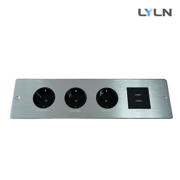 Buy Brushed Aluminium Conference Table Socket Power Panel Silver Color at wholesale prices