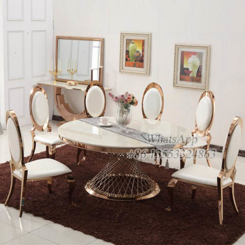 Luxury Gold Stainless Steel Dining Table with Chair For Sale (YS-4)