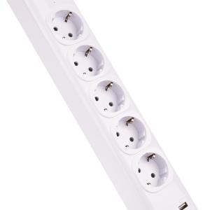 5 outlet CE GS Tested Power Strip 1.5m Cord with Switch, USB, Surge Protector