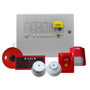 China 4-Zone Commercial Fire Alarm System with Control Panel and Detectors on sale