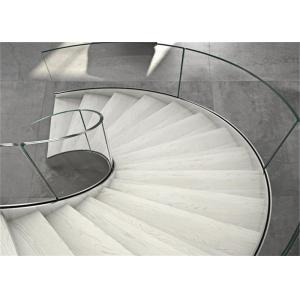 Laminated Glass Building Curved Stairs With Tempered Glass / Stainless Steel