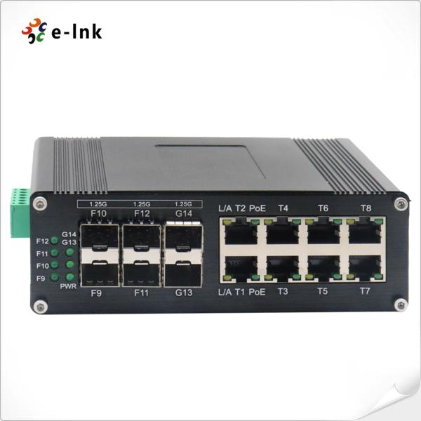 Industrial L2+ 8-Port 10/100/1000T 802.3at PoE + 6-Port 1000X SFP Managed Ethernet Switch