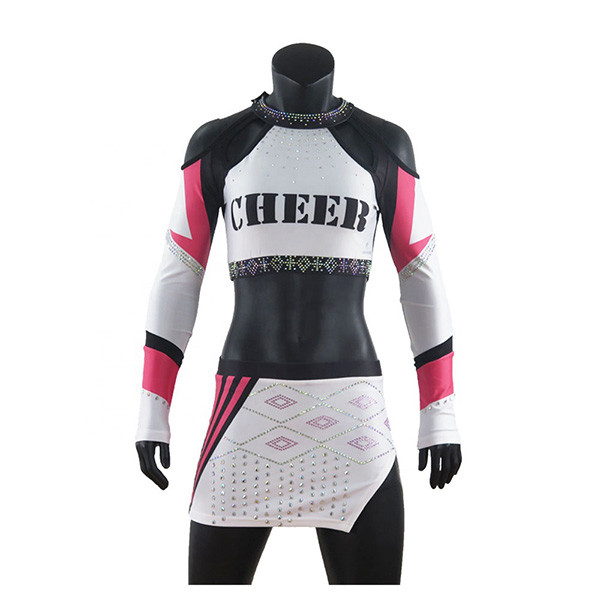 Buy Custom Rhinestone Cheer Uniforms / Lycra Fabric Cheerleading Practice Clothes at wholesale prices