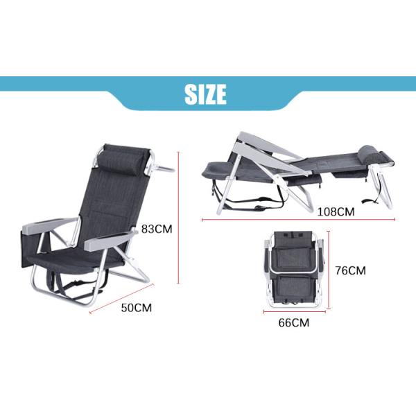 Portable Plastic Handrail Folding Lounge Beach Chair With Back Storage Bag