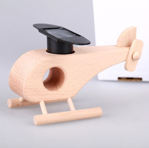 Novel Solar Power Educational Toys Wooden Airplane Toys Customization