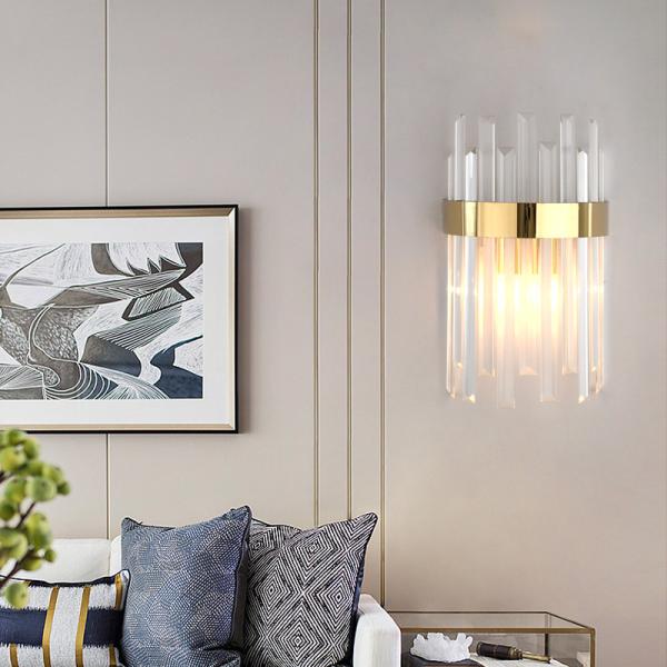 Modern Gold Crystal Wall Lamp Chrome Sconce Light Bedroom Living Room Dining