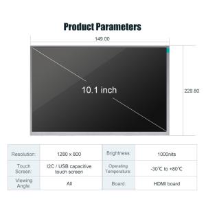 10.1 Inch Industrial LCD Display Screen TFT 1280x800 Resolution