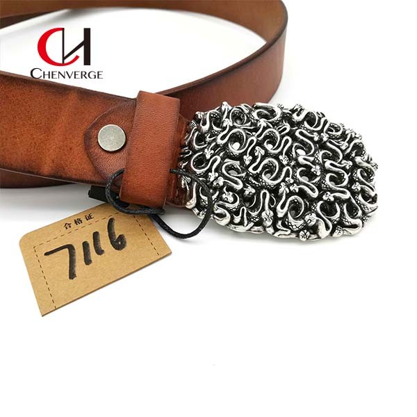 Width 38mm Genuine Leather Ratchet Belt Casual Style For Men