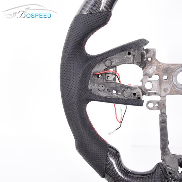 Honda Led Red Stripe Forged Carbon Steering Wheel Black Leather Perforated