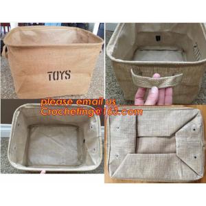100% jute storage basket,natural jute material collapsible decorative storage