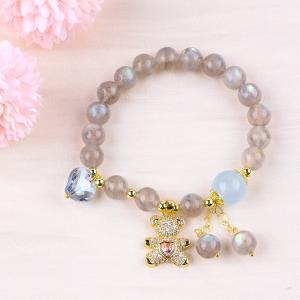 Labradorite / Amethyst Natural Gemstone Bracelet Reduce Negative Energy