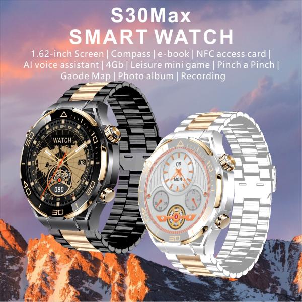 S30 MAX 1.62Inch BT Call Outdoor Smart Watch Amoled Display Compass NFC For Men