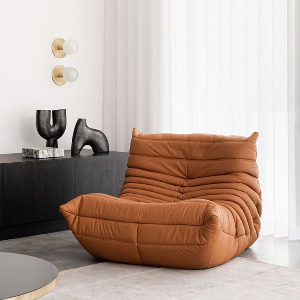 Arm Chair Modern Metal Legs Leather Cushion Lounge Chair and Ottoman Stylish Furniture for Living Room