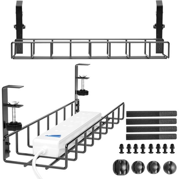 Buy Black Powder Coating Under Desk Cable Tray Sample Time 5-7 Days No Drill with Clamp at wholesale prices