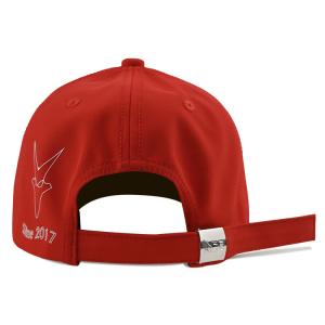 Good quality red 6 panel curved cap sublimation red hats