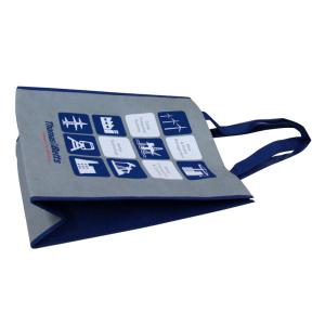 Quality Grey Non Woven Fabric Carrier Bags With Blue Handle Handy shopping bag for Brand Promotion for sale