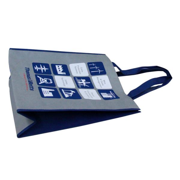 Grey Non Woven Fabric Carrier Bags With Blue Handle Handy shopping bag for Brand Promotion